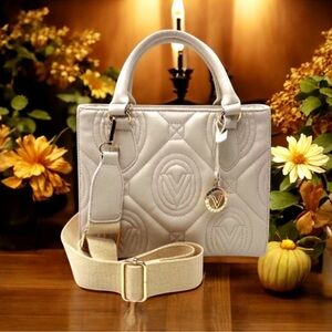 Valentino Orlandi Quilted Shoulder Bag in Light Taupe